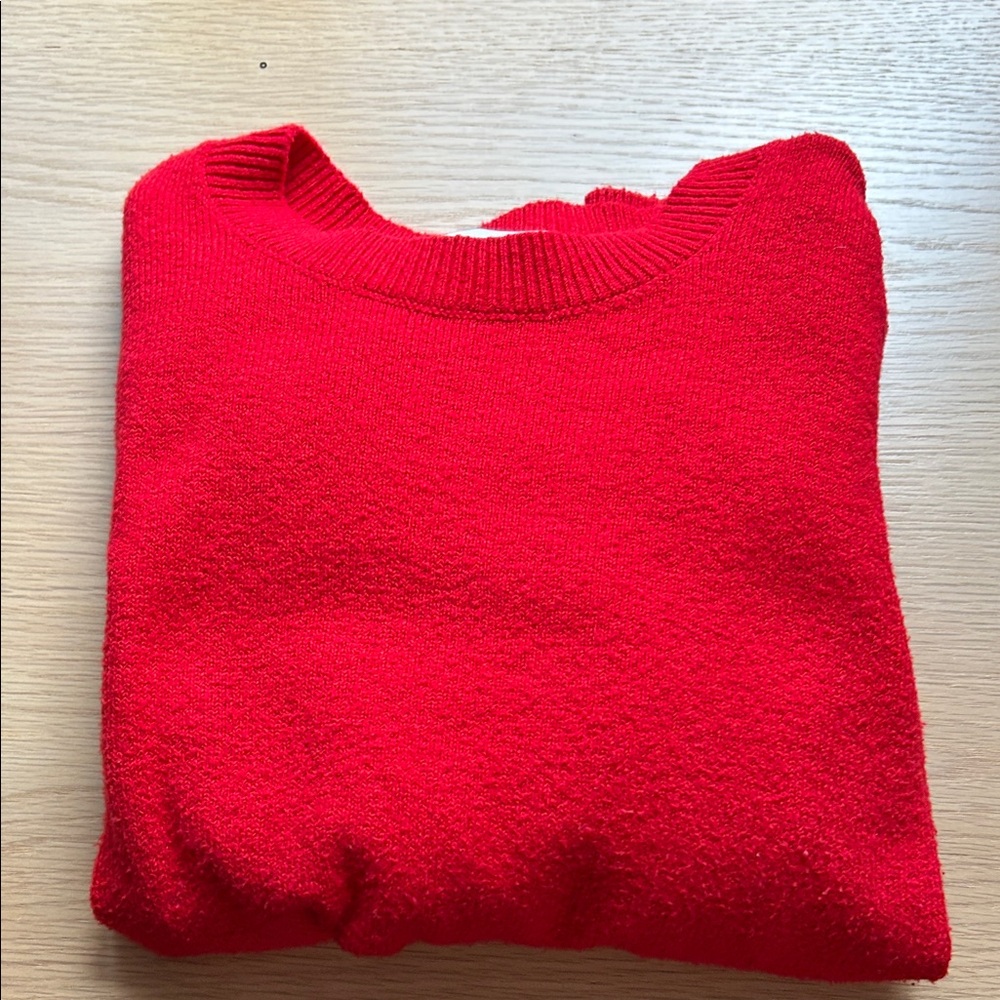 LOFT Red Knit Crewneck Sweater